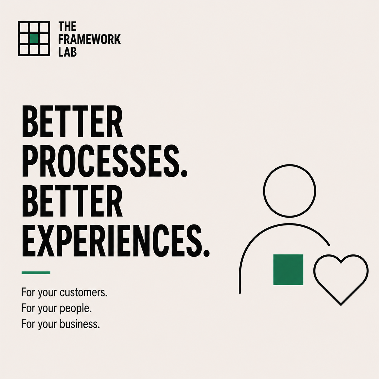 Better Processes Framework Card with a line illustration of connected process steps